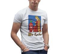 Sir Racha - Funny Sriracha Sauce Medieval Parody Tee for Hot Sauce Lovers & Foodies Men's White T-Shirt Size L