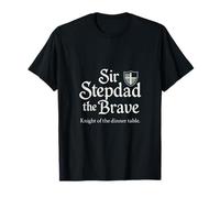 Sir Stepdad the Brave Knight Shield Whimsical Script T-Shirt