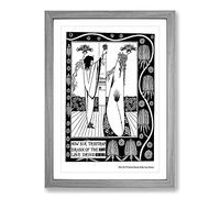 Sir Tristram Drank The Love Drink by Aubrey Beardsley Framed Print | A2 Oak Framed Wall Art | Ready to Hang | Modern Love Picture | Living Room Bedroom Lounge Office