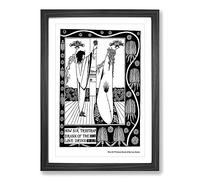 Sir Tristram Drank The Love Drink by Aubrey Beardsley Framed Print | A2 Walnut Framed Wall Art | Ready to Hang | Modern Love Picture | Living Room Bedroom Lounge Office