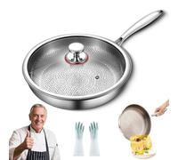 Siraat Pure Titanium Hammered Pan, Professional-Grade 3-Ply Titanium Pan with Hammered Finish and Glass Lid, Fast Heat Response, Suitable for Induction, Gas & Electric Stovetops (11in)