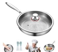 Siraat Pure Titanium Pan Hammered Pattern, Siraat Ultra-Durable Titanium Pro Cookware, 3-Ply Titaniums Pan with Hammered Finish and Glass Lid, for All Stovetops, Induction, Gas (11in)