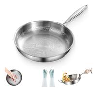 Siraat Titanium Pan, 100% Pure Titanium Pan, Scratch-Resistant & Heat-Resistant, Durable Non-Stick Cooking Pans for All Stovetops, Induction Compatible (Without lid,10.23in)