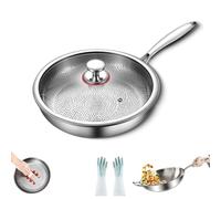 Siraat Titanium Pan, 100% Pure Titanium Pan, Scratch-Resistant & Heat-Resistant, Durable Non-Stick Cooking Pans for All Stovetops, Induction Compatible (with lid,10.23in)