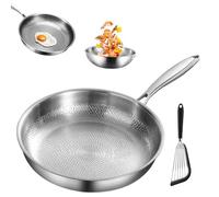 Siraatskitchen Titanium Hammered Pan Pro, 10"/11"/12" Ultra Durable Non-Stick Scratch-Resistant Titanium Frying Pan, Multifunctional No Coating Nutri Skillets, Even Heating (Without lid, 28cm)
