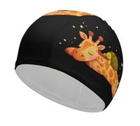 Siraffe Sleeping with Turtle Unisex Swim Cap Swimming Hat for Women Men Short Long Hair Bathing Caps Fashion