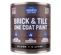 SIRAMICO COATINGS Brick & Tile Paint, Matt - Black, 1 Litre | Matt finish paint for brick, tile, concrete and stone, interior & exterior. Colour: Black.
