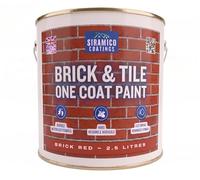 SIRAMICO COATINGS Brick & Tile Paint, Matt, Interior & Exterior RED, 2.5L | Matt finish paint for brick, tile, concrete and stone, interior & exterior. Colour: Red.