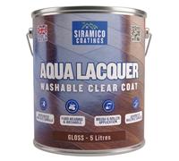 SIRAMICO COATINGS Clear Lacquer Top Coat | Gloss Finish | UV Durable Multi-Surface Paint | Interior & Exterior Protection | Low Odour, Low Toxicity, Water-Based, Fast Drying for Wood, Metal, (5 Litre)