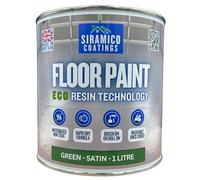 SIRAMICO COATINGS Floor Paint | 1 Litre | Satin | Water-Based Quick-Dry Formula - Non-Toxic, No-VOC, Durable Coating for Concrete, Brick, Stone & Wood Floors (Green)