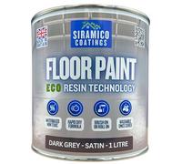 SIRAMICO COATINGS Floor Paint | 1 Litre | Satin | Water-Based Quick-Dry Formula - Non-Toxic, No-VOC, Durable Coating for Concrete, Brick, Stone & Wood Floors (Dark Grey)