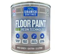 SIRAMICO COATINGS Floor Paint | 1 Litre | Satin | Water-Based Quick-Dry Formula - Non-Toxic, No-VOC, Durable Coating for Concrete, Brick, Stone & Wood Floors (Mid Grey)