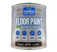 Siramico Coatings Floor Paint, 1 Litre, Satin, Water-Based Quick-Dry Formula - Non-Toxic, No-Voc, Durable Coating - Black
