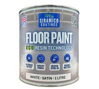 Siramico Coatings Floor Paint,1 Litre, Satin, Water-Based Quick-Dry Formula - Non-Toxic, No-Voc, Durable Coating - White