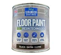 SIRAMICO COATINGS Floor Paint | 1 Litre | Satin | Water-Based Quick-Dry Formula - Non-Toxic, No-VOC, Durable Coating for Concrete, Brick, Stone & Wood Floors (Black)
