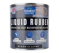 Siramico Coatings Liquid Rubber Roof Coating - 1 Litre Black - Instant Leak Seal Technology, Quick Drying, One Coat Waterproofing Sealant