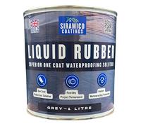 Siramico Coatings Liquid Rubber Roof Coating | Instant Leak Seal Technology I Quick Drying, One Coat Waterproofing Sealant | Black, Grey & Clear (Grey, 1 Litre)