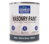 SIRAMICO COATINGS | Masonry Paint | Smooth White | 500 ml |10 Year protection of Masonry surfaces | Washable Paint (Storm Grey, 500ml)