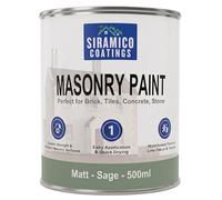 SIRAMICO COATINGS | Masonry Paint | Smooth White | 500 ml |10 Year protection of Masonry surfaces | Washable Paint (Sage, 500ml)