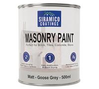SIRAMICO COATINGS | Masonry Paint | Smooth White | 500 ml |10 Year protection of Masonry surfaces | Washable Paint (Goose Grey, 500ml)