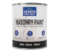 SIRAMICO COATINGS | Masonry Paint | Smooth White | 500 ml |10 Year protection of Masonry surfaces | Washable Paint (Black, 500ml)