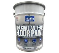 SIRAMICO COATINGS One Coat Anti-Slip Floor Paint | 5 Litres | 5 Modern Colours I Waterbased, Quick Drying Formula | White, Black, Greys (White, 5 Liters)