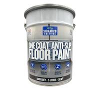 SIRAMICO COATINGS One Coat Anti-Slip Floor Paint | 5 Litres | 5 Modern Colours I Waterbased, Quick Drying Formula | White, Black, Greys (Dark Grey, 5 Liters)