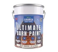 SIRAMICO COATINGS One Coat Ultimate Barn Acrylic Paint - Black - 5 Litres - 10 Year Guarantee (Matt White, 5 Liters)