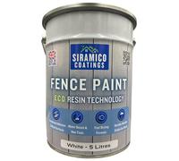 Siramico Coatings Premium One Coat Fence Paint - 5 Litres - Waterbased Eco Resin Technology - Ice White