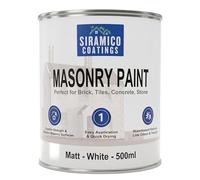 SIRAMICO COATINGS Washable Masonry Paint, 10Year Protection - White, 500 ml | Smooth washable masonry paint, 10 year surface protection. Waterbased. Colour: White.