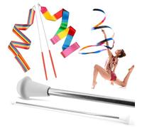 SIRCLES 22 Inch Twirling Marching Baton in Stainless Steel with Rubberized Ends Mini Shaft 3/8 with 2 Dancing Ribbons (22 Inch)