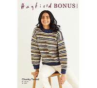 Sirdar Adults Unisex Knitting Pattern - Hayfield Bonus Chunky Tweed Sweater Pullover - Crew Neck - Long Sleeve - Multicoloured - Striped - All Seasons