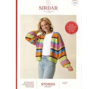 Sirdar Chunky Knitting Pattern Pamphlet - 10870 Ladies Striped Edge to Edge Cardigan (28-54 ins)
