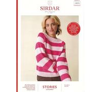 Sirdar Chunky Knitting Pattern Pamphlet - 10876 Ladies Striped Sweater (28-54 ins)