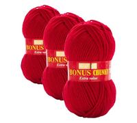 Sirdar Hayfield Bonus Chunky, Ladybird (698), 100g (Pack of 3)