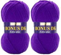 Sirdar Hayfield Bonus DK Double Knitting, Bright Purple (828), 100g (Pack of 2)