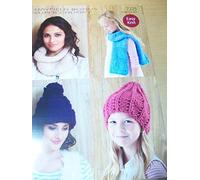 Sirdar, Hayfield Bonus Super Chunky Knitting Pattern 7725, Hat, Snood & Scarf Size 4 Years to Adult.