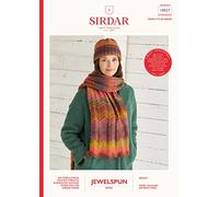 Sirdar Jewelspun Aran Knitting Pattern - 10027 Hat & Scarf