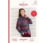 Sirdar Jewelspun Aran Knitting Pattern Booklet - 10030 2 Tone Sweater
