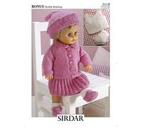 Sirdar Knitting Pattern - Hayfield Bonus DK, Dolls Outfit 3119