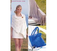 Sirdar Ladies Wrap, Blanket & Bag Cotton Knitting Pattern 7500 DK