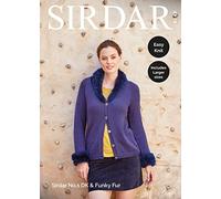 Sirdar No.1 Double Knitting Pattern - 8245 Cardigan with Funky Fur Collar