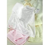 Sirdar Snuggly 3PLY / 4PLY / DK Baby Shawl Blanket Knitting Pattern 1665