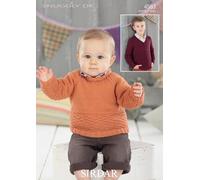 Sirdar Snuggly Baby DK Knitting Pattern - 4583 Round Neck & V Neck Sweaters