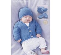 Sirdar Snuggly DK Knitting Pattern 1365 Cardigan, Hat, Mittens and Bootees