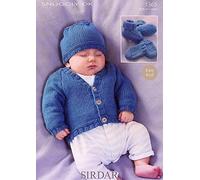 Sirdar Snuggly DK Knitting Pattern 1365 Cardigan, Hat, Mittens and Bootees by Sirdar
