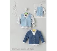 Sirdar/Sublime Baby Cashmere Merino Silk 4ply Knitting Pattern - 6100 Cardigan & Waistcoat