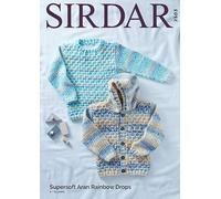 Sirdar Supersoft Aran Rainbow Drops Knitting Pattern 2503 - Cardigans, Sweaters, Hoodies Pattern - 2-13 Years