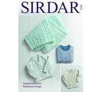 Sirdar Supersoft Aran Rainbow Drops Knitting Pattern - 5183 Sweaters & Blanket