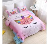 SIRDO Unicorn Full Bedding Sets for Girls Kids Comforter Set Full Size with 2 Pillowcases Pink and Rainbow Unicorn Room Decor for Girls Bedroom Ultra Soft Machine Washable Toddler Bed Set